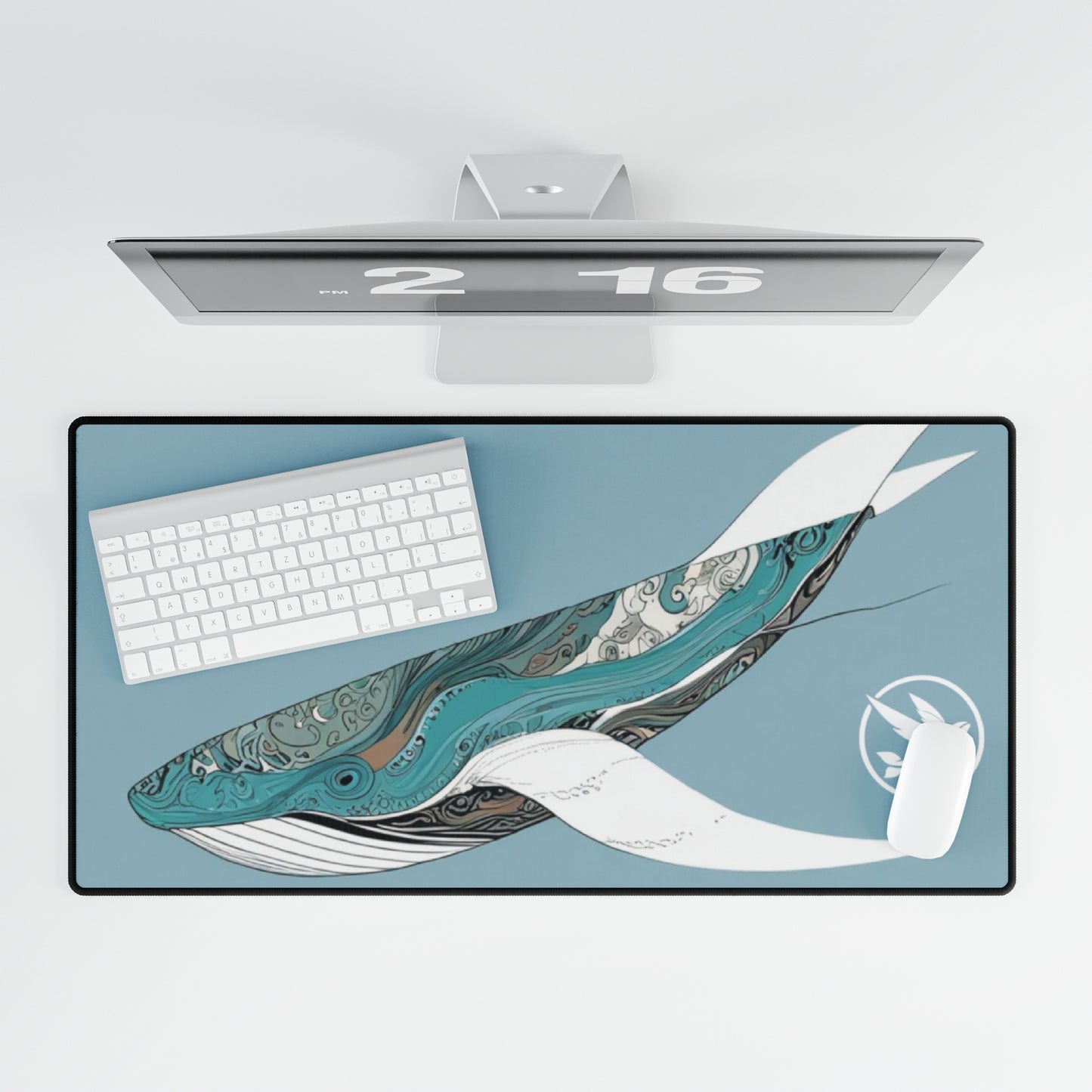 Desk Mat - Light Blue Whale