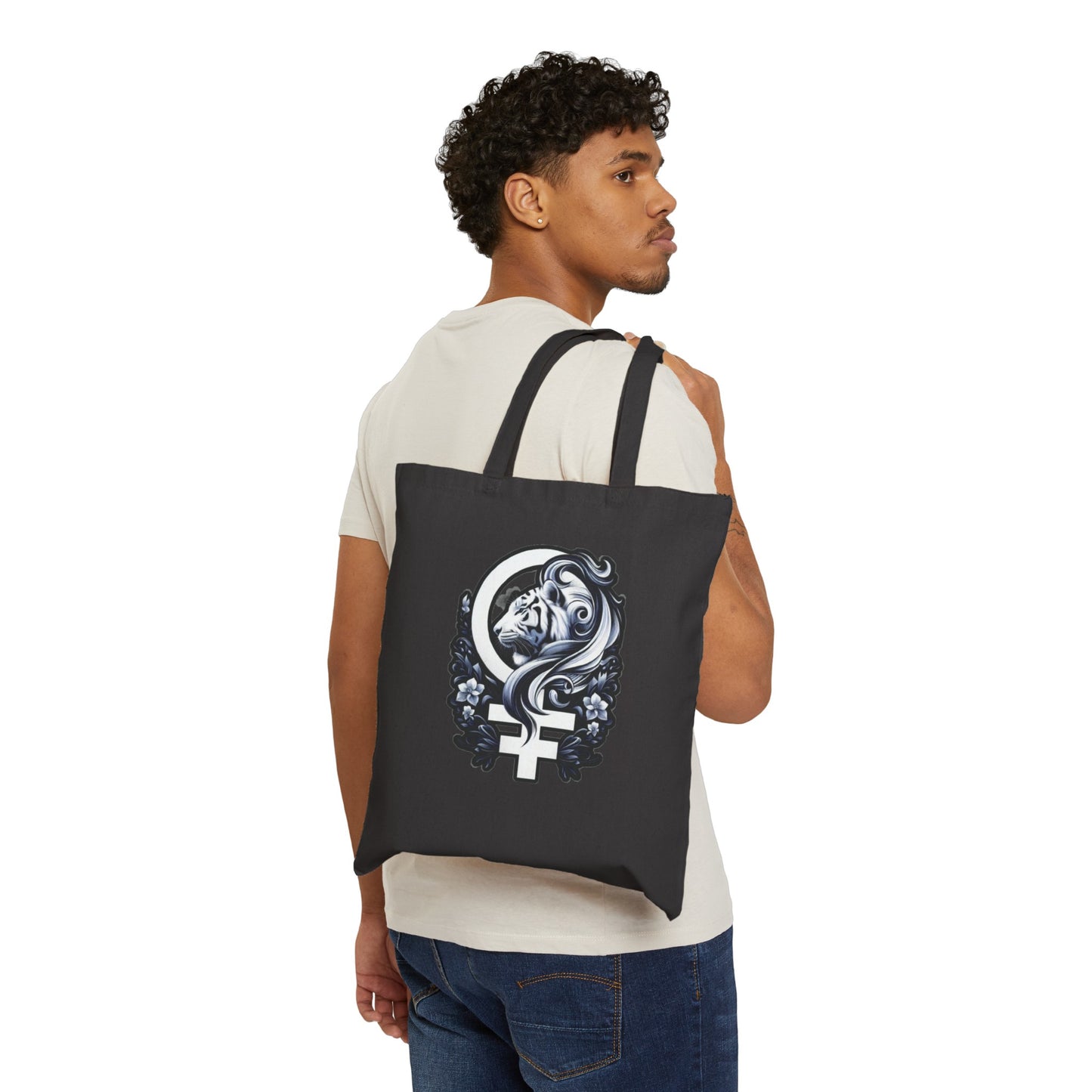 White Tiger Cotton Canvas Tote Bag