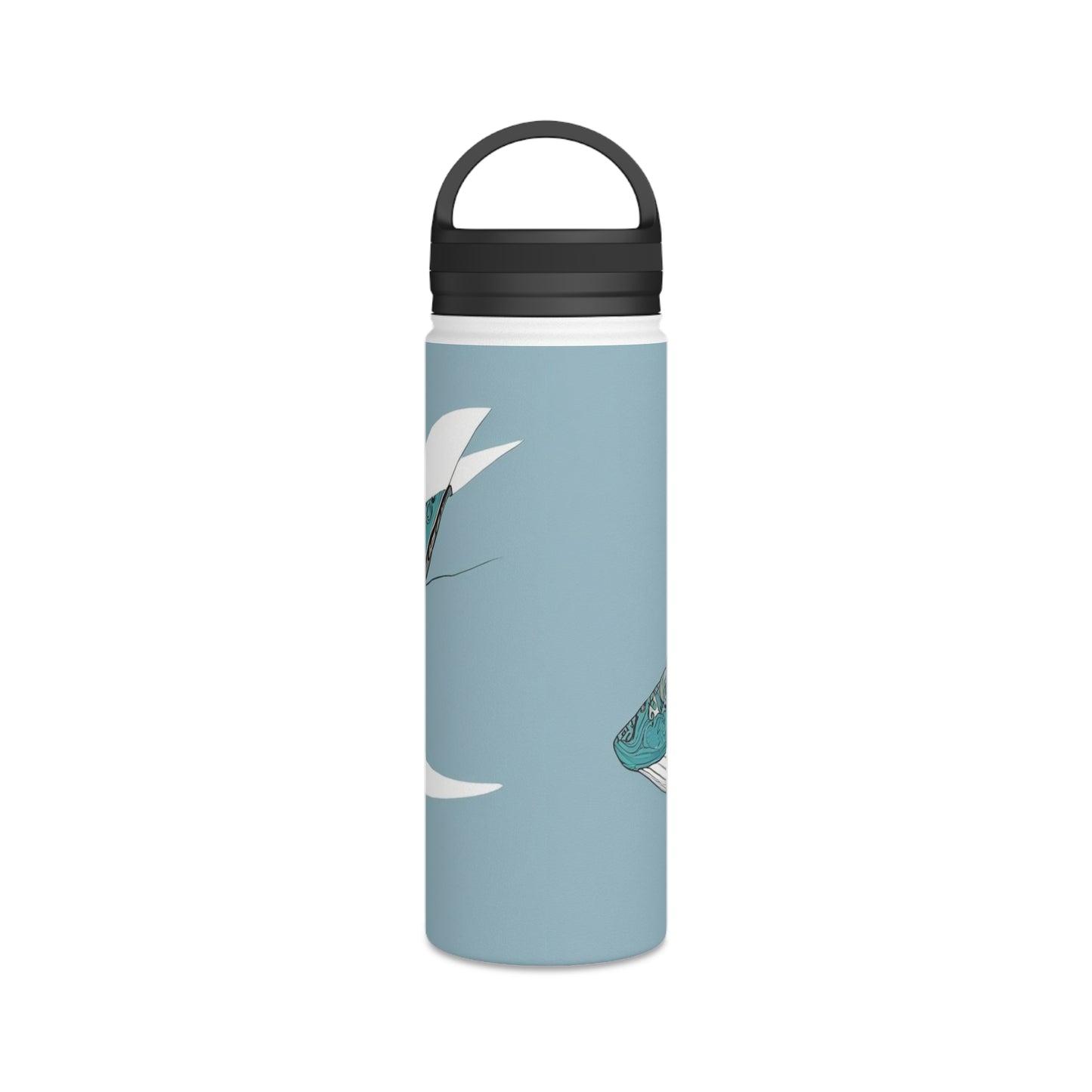 Stainless Steel Water Bottle, Handle Lid 18oz - Light Blue Whale