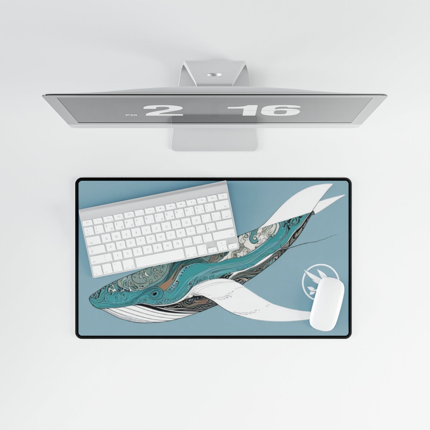 Desk Mat - Light Blue Whale