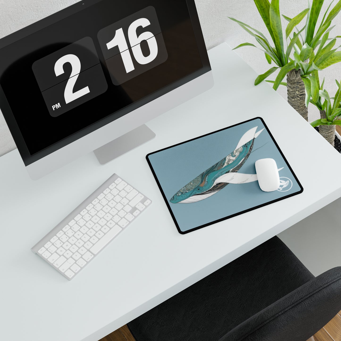 Desk Mat - Light Blue Whale