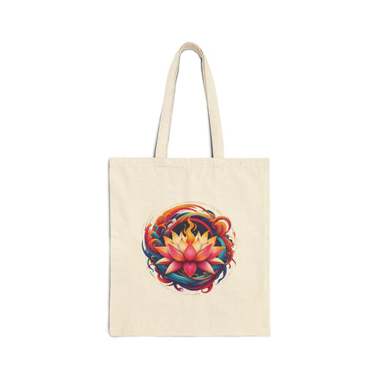 Fire Lotus Cotton Canvas Tote Bag