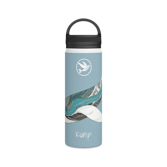 Stainless Steel Water Bottle, Handle Lid 18oz - Light Blue Whale