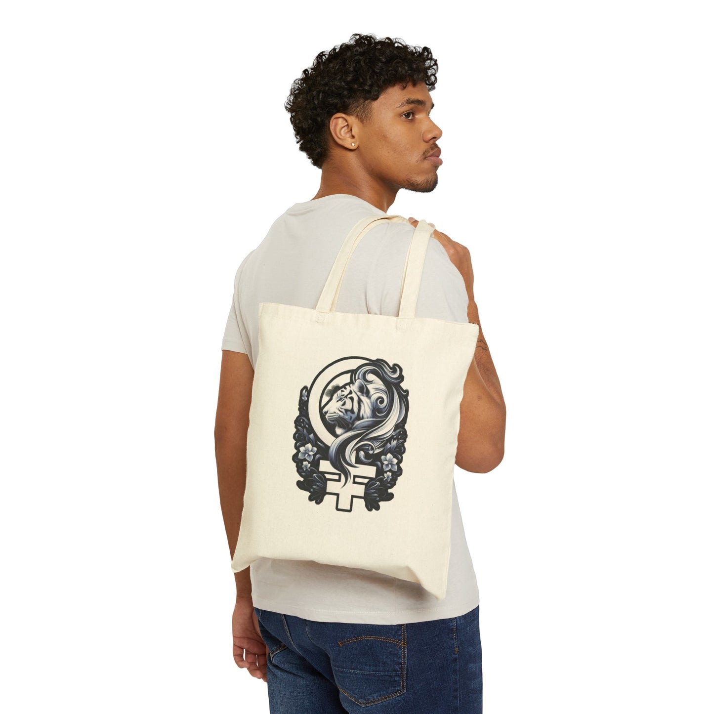 White Tiger Cotton Canvas Tote Bag