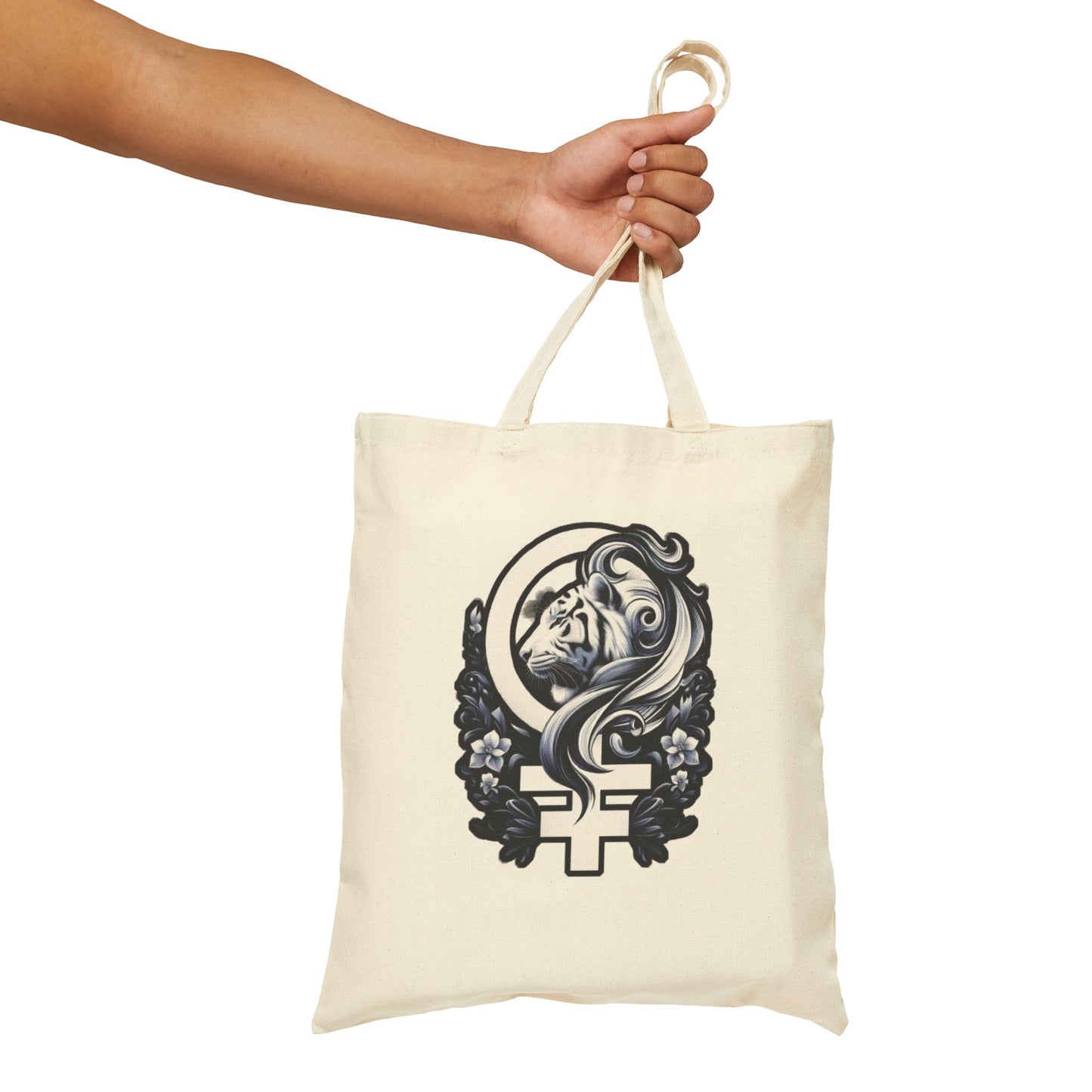 White Tiger Cotton Canvas Tote Bag