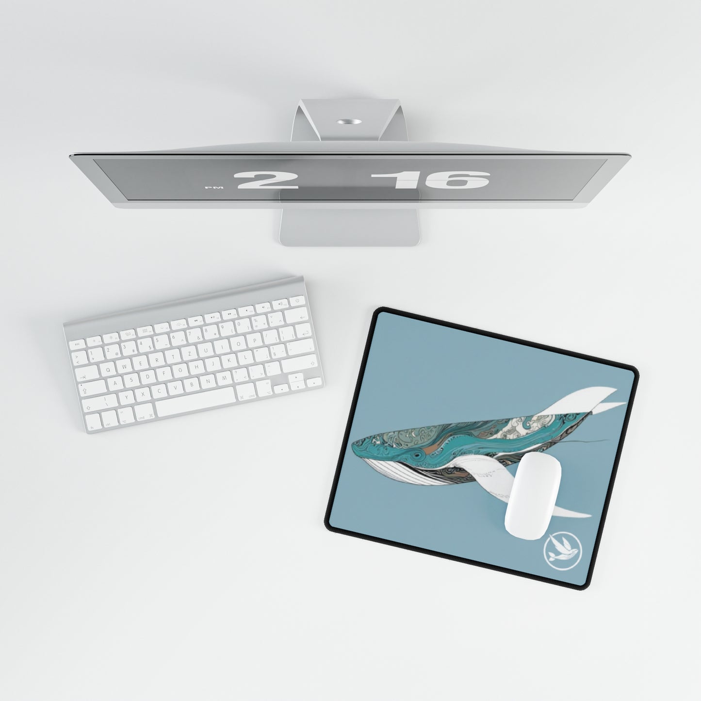 Desk Mat - Light Blue Whale