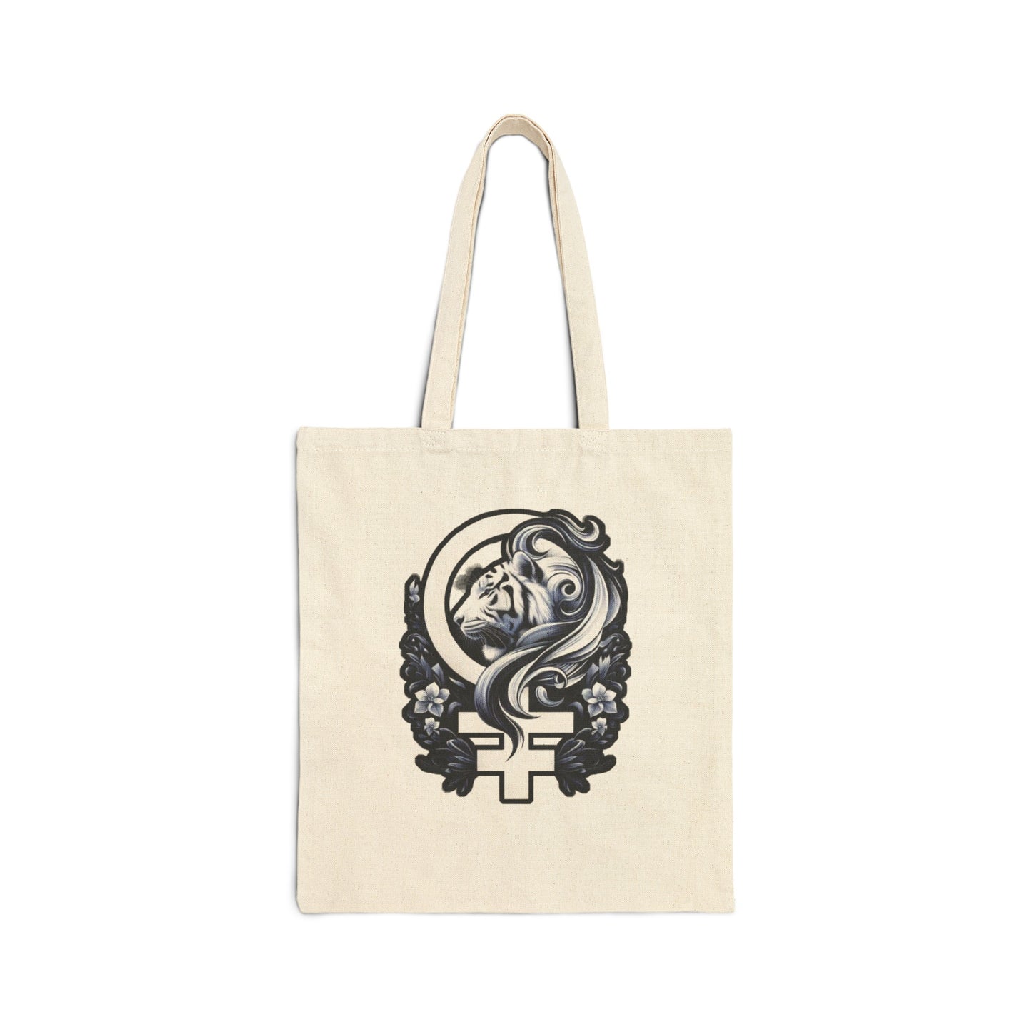 White Tiger Cotton Canvas Tote Bag