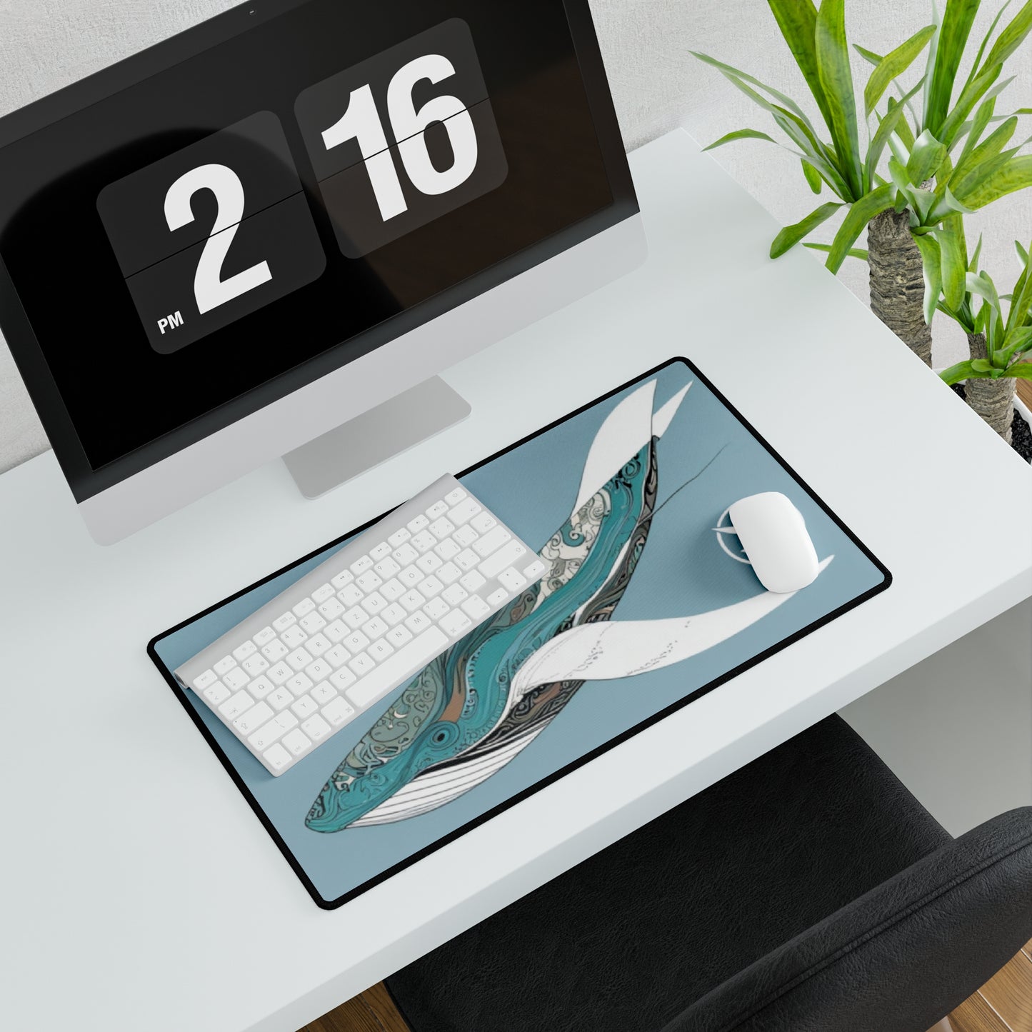 Desk Mat - Light Blue Whale