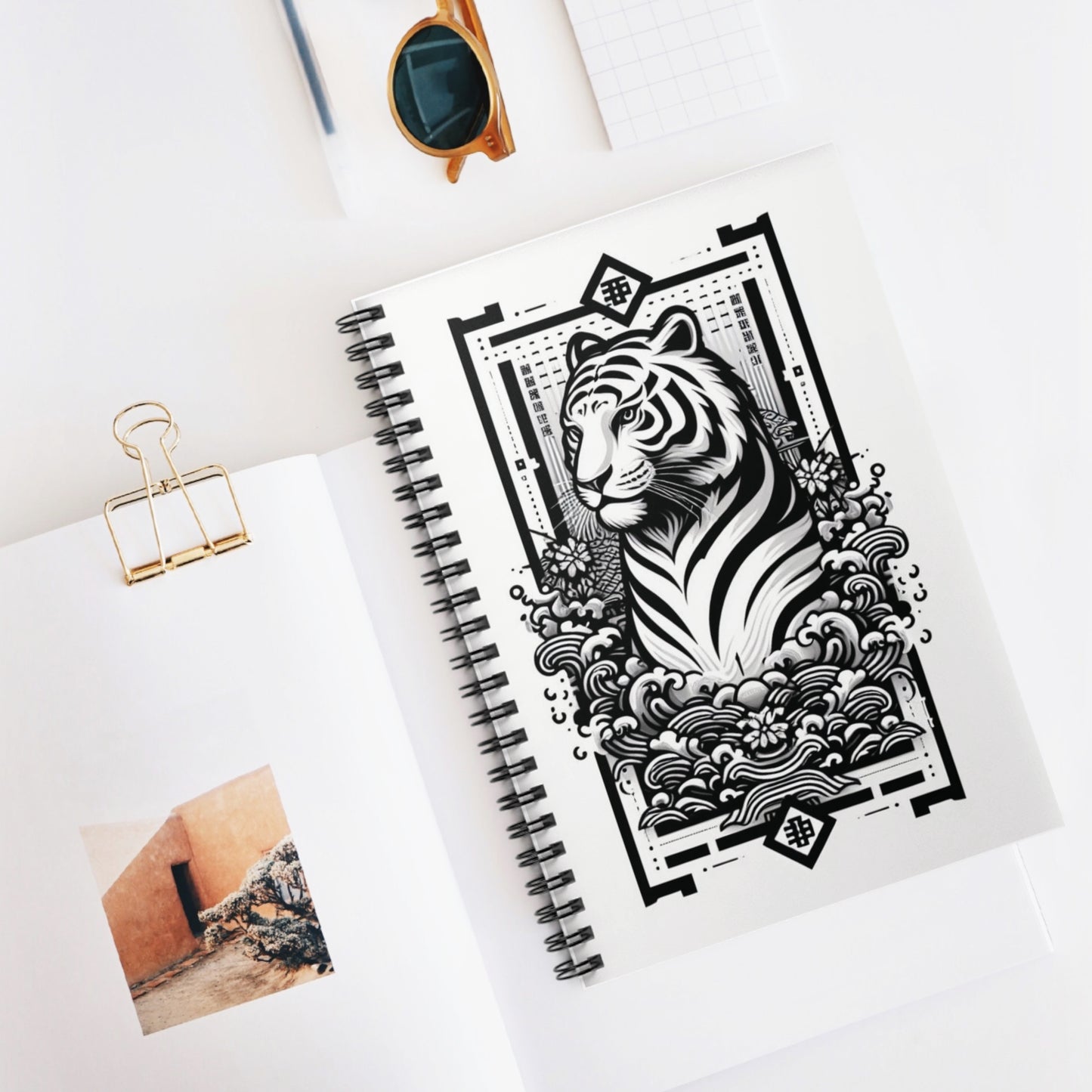 White Tiger Spiral Notebook - Ruled Line