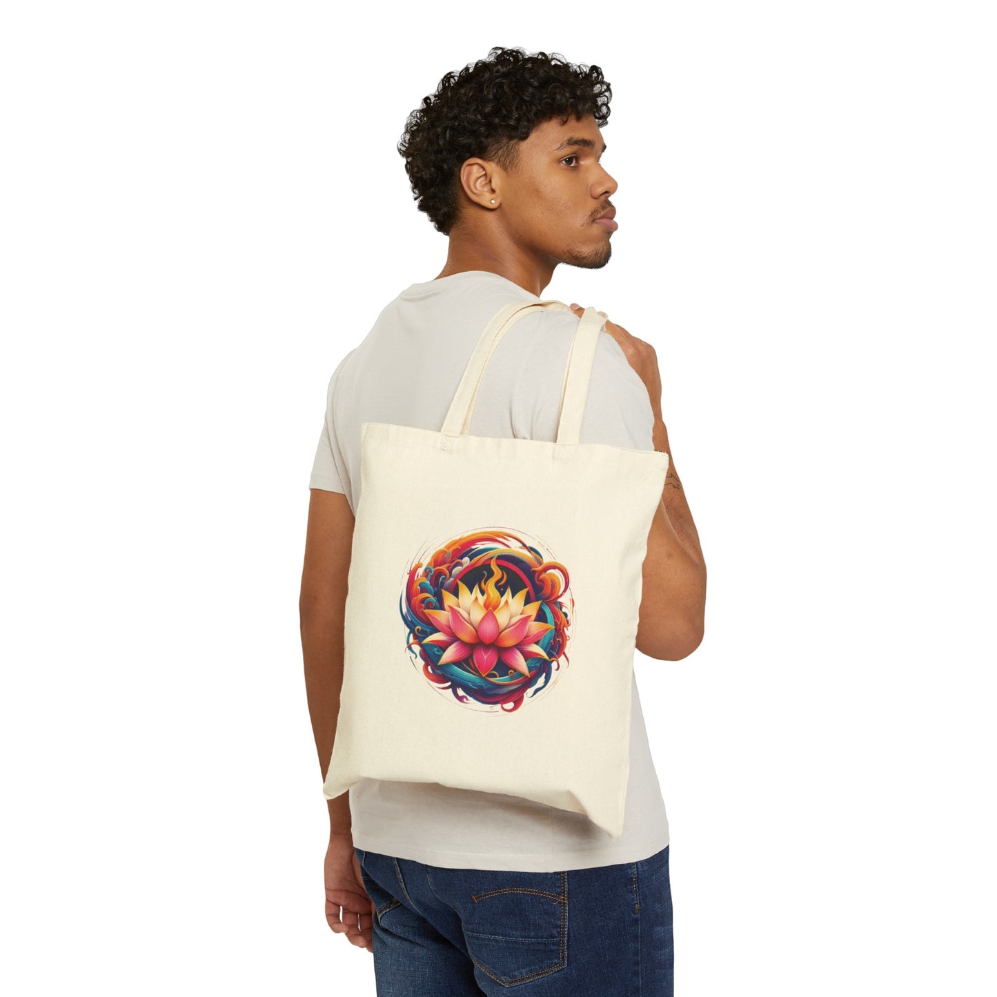 Fire Lotus Cotton Canvas Tote Bag